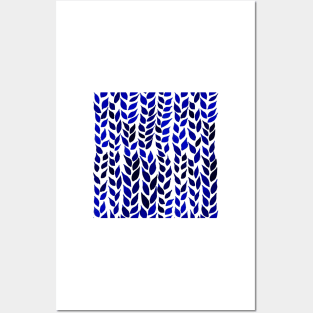 Simple Watercolor Leaves -  Navy Blue Posters and Art
